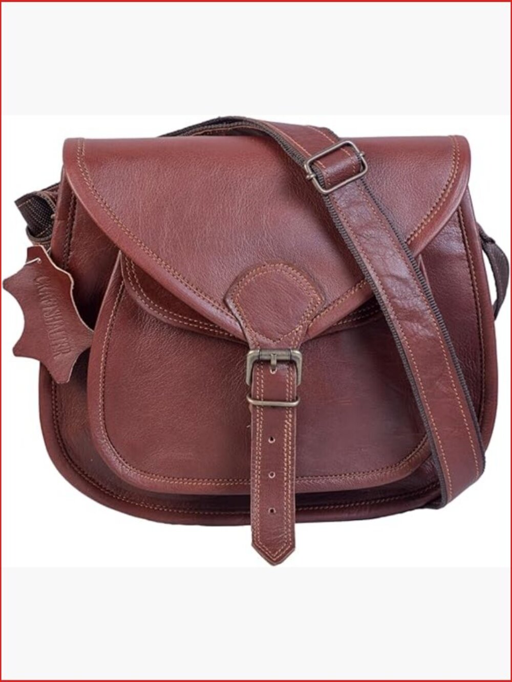 Handcrafted Genuine Leather Vintage Crossbody Satchel Bag with Adjustable Strap